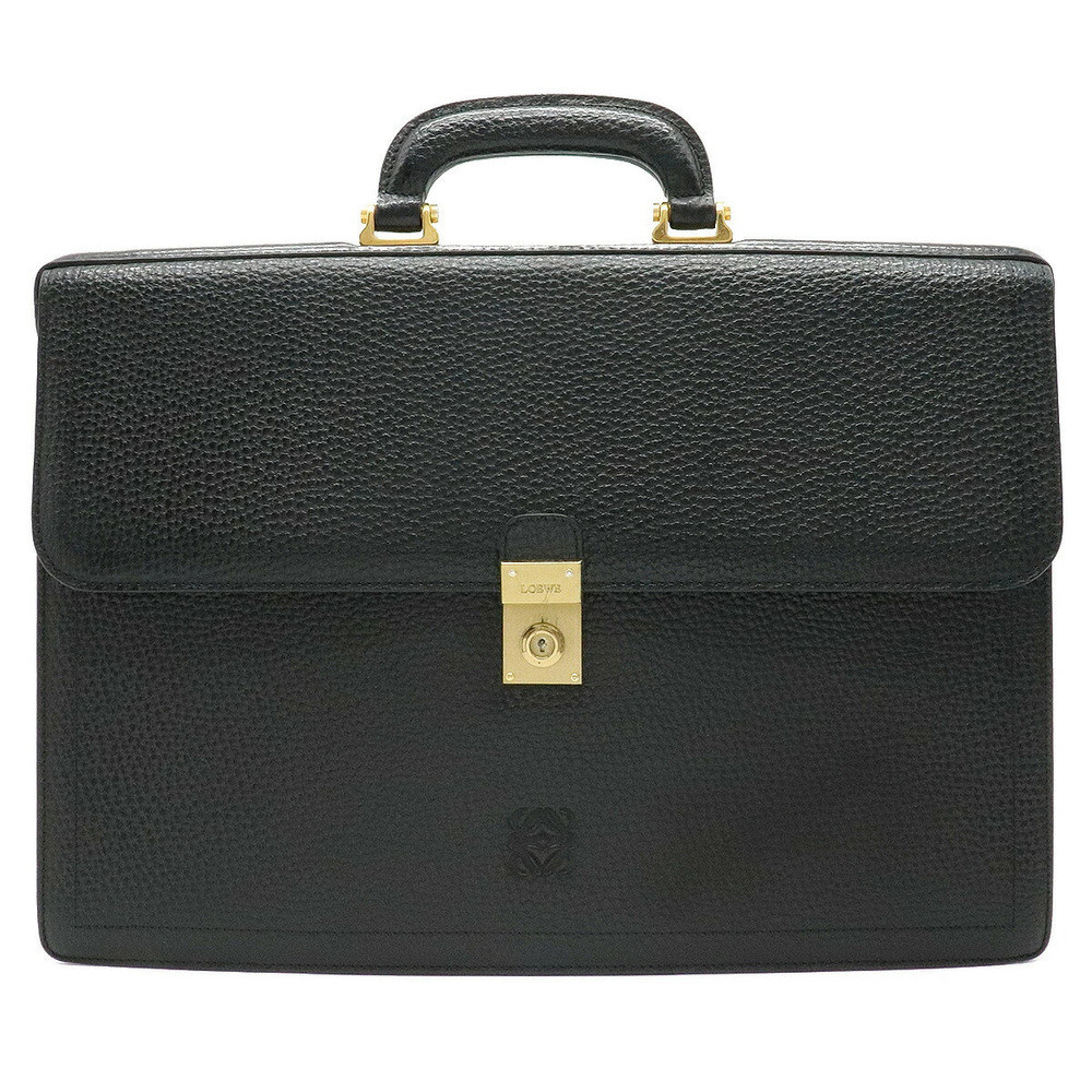 Loewe Anagram Business Bag Briefcase Handbag Leather Black